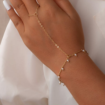 Bracelet bague avec perles d’eau douce